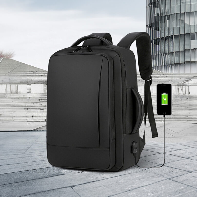 Porodo Lifestyle Water-Proof PU Backpack With USB-A Charging Port Multifunctional Large Capacity Backpack
