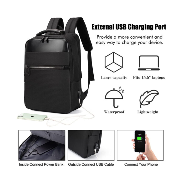 Porodo Lifestyle Water-Proof Oxford + PU Backpack With USB-A Port