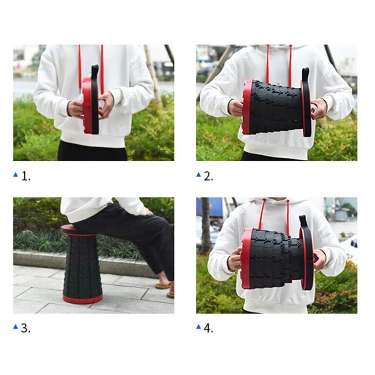 Retractable Stool Folding Chair Outdoor Camping Fishing Portable Travel Seat Max Load 130KG