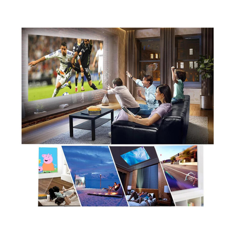 Mini Portable Projector 1080P 14-80 Inches Project Size with HDMI/USB/TF/AV Interfaces