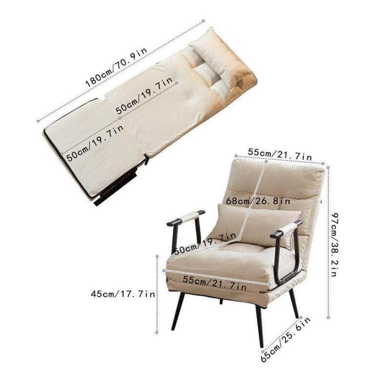 2 in 1 Folding Chair and Bed with 5-Position Adjustable Backrest