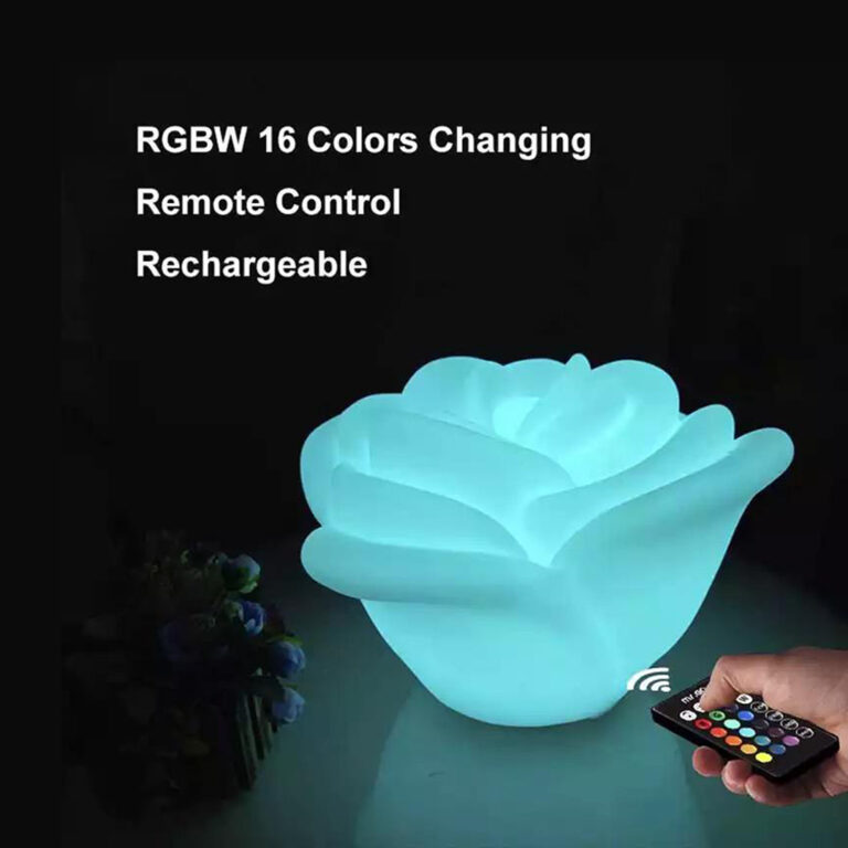 RGBW Energy Saving Rechargeable Night Light Rose Lamp with 4 Color Changing Modes