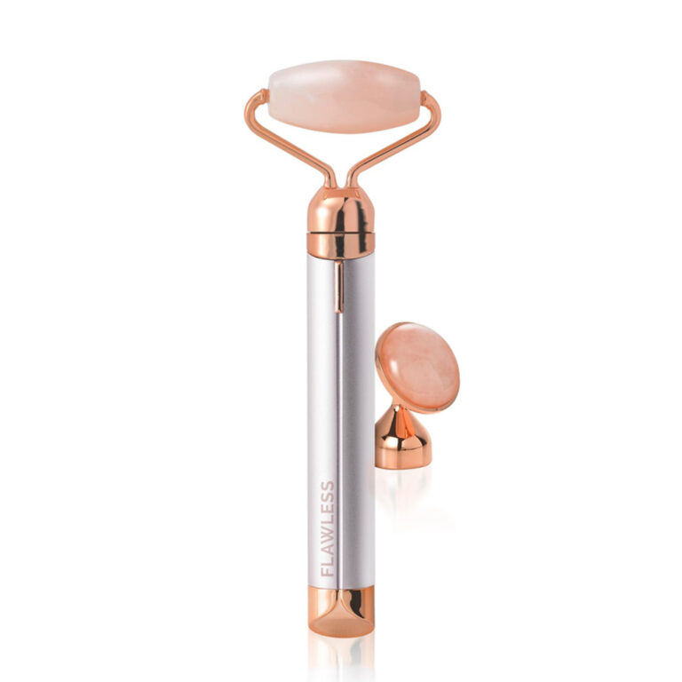 Finishing Touch Flawless Contour Vibrating Rose Quartz Facial Roller & Massager