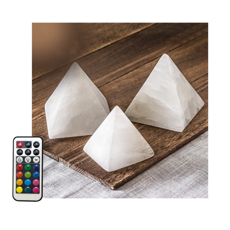 New Design Pyramidal White Natural Selenite Crystal LED Night Light