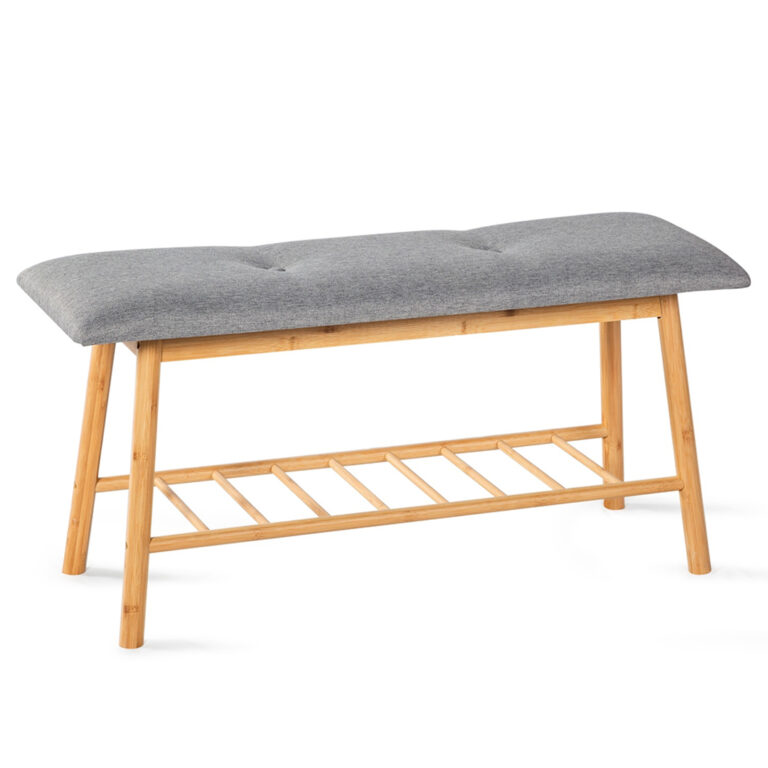Shoe Rack with Cushioned Seat Shoe Bench