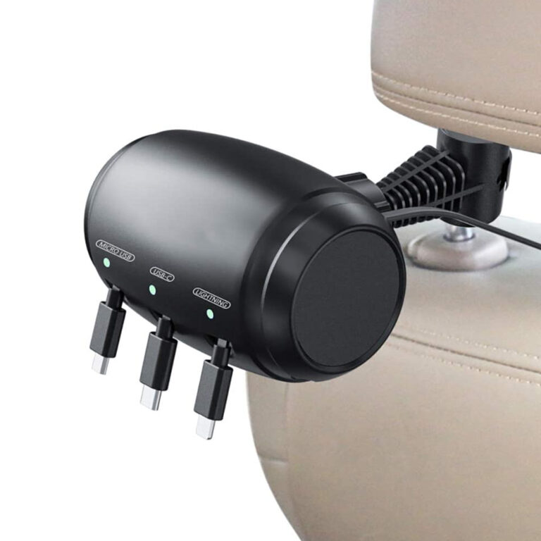 Multi-Car Retractable Backseat 3 in 1 Car Charging Station Box Compatible with All Phones