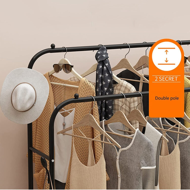Multifunctional clothes stand with a modern and portable design