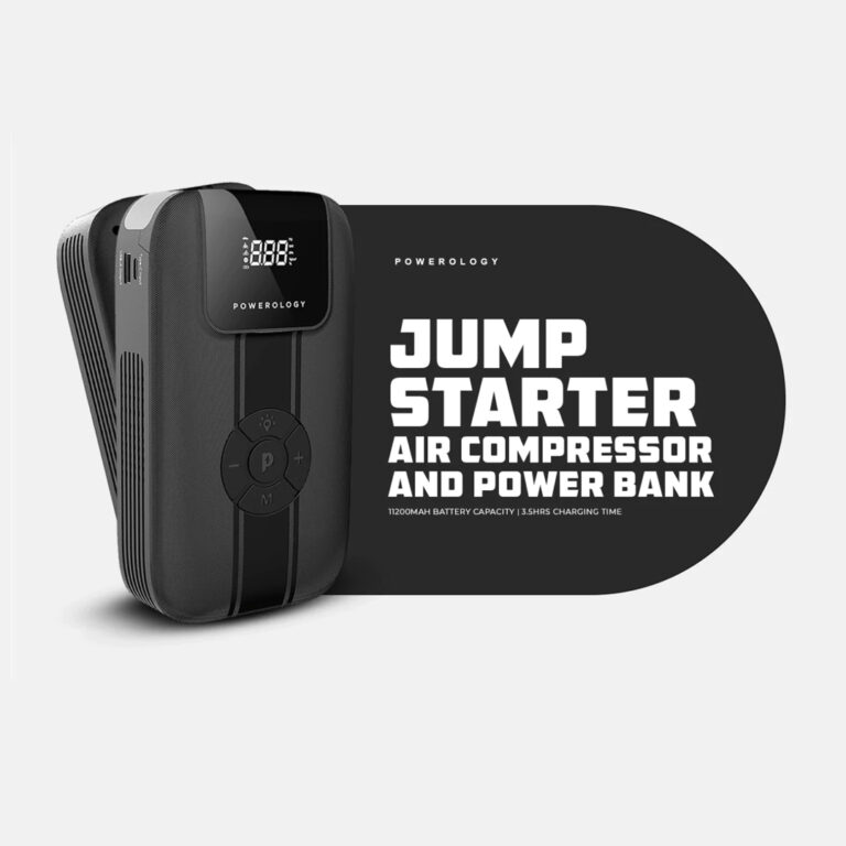 Powerology 11200mAh Jump Starter With Air Compressor And USB Charging Port