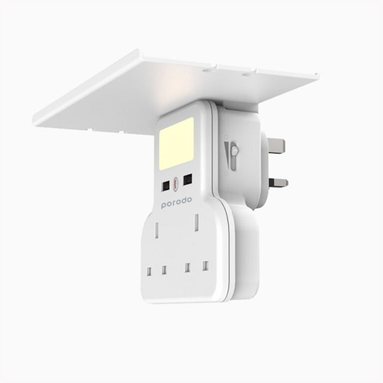 Porodo PD-WMACU-WH Multifunction Socket with LED Night Light and Phone Holder