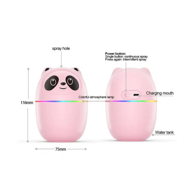 Mini Panda Portable USB Air Humidifier and Air Freshener 220ml Ultrasonic Air Purifier
