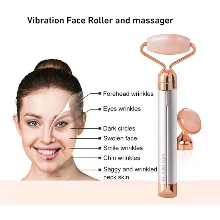 Finishing Touch Flawless Contour Vibrating Rose Quartz Facial Roller & Massager