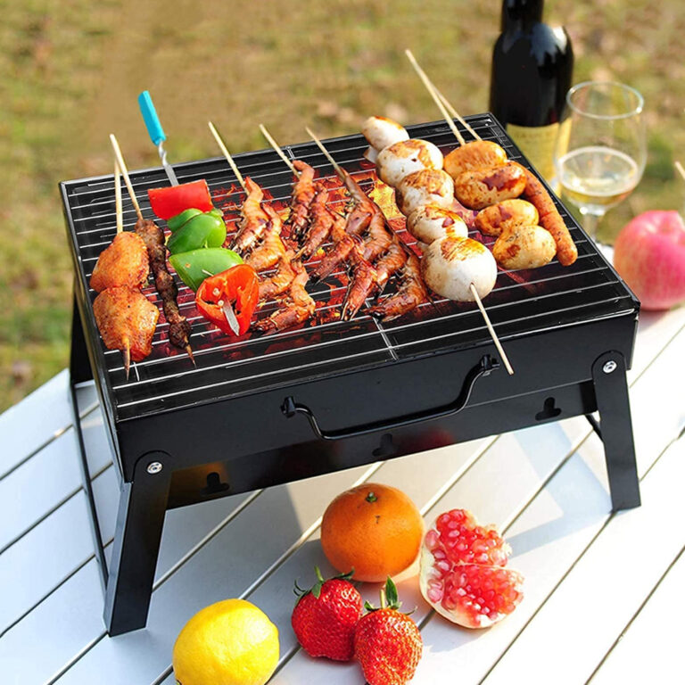 Portable Barbecue Small Foldable Household Table Charcoal Barbecue with Stainless Steel Grill