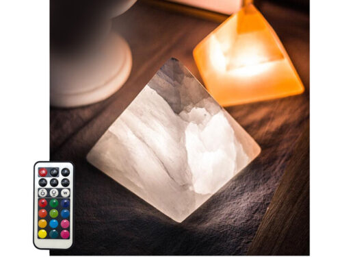 New Design Pyramidal White Natural Selenite Crystal LED Night Light