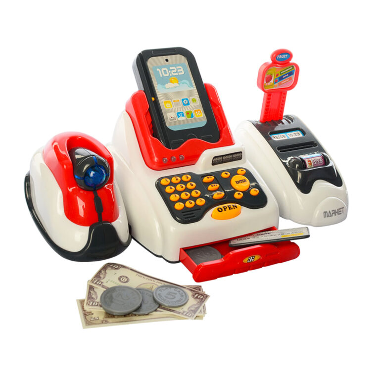 Pretend Play Smart Cash Register Toy, Kids Cashier with Checkout Scanner