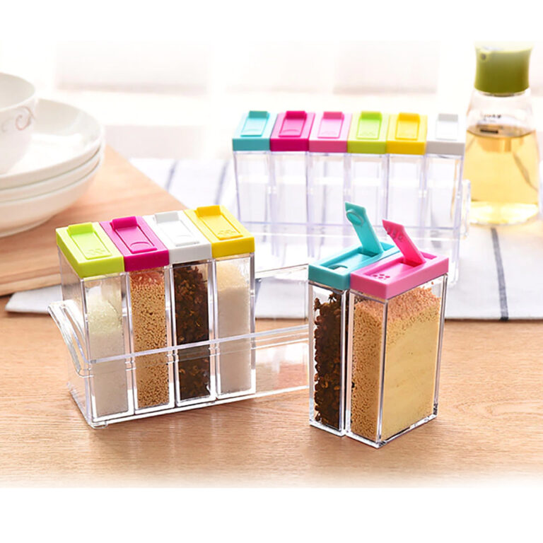 6 Piece Clear Seasoning Rack Spice Jar/ Multipurpose Acrylic Containers
