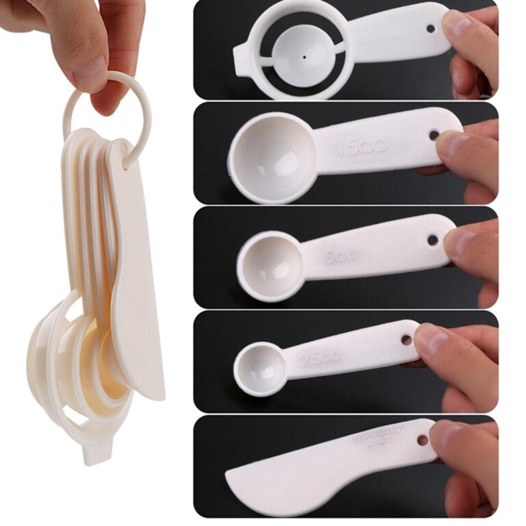 VOCEN Measuring Set of Egg Separator, Leveller, Measuring Spoons & Cup with Lid Cover