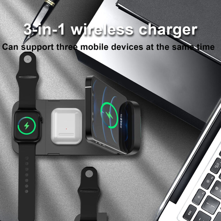 3 in 1 Multifunctional Wireless Charger for Cell Phone Watch Earphone Type C Input with Phone Stand