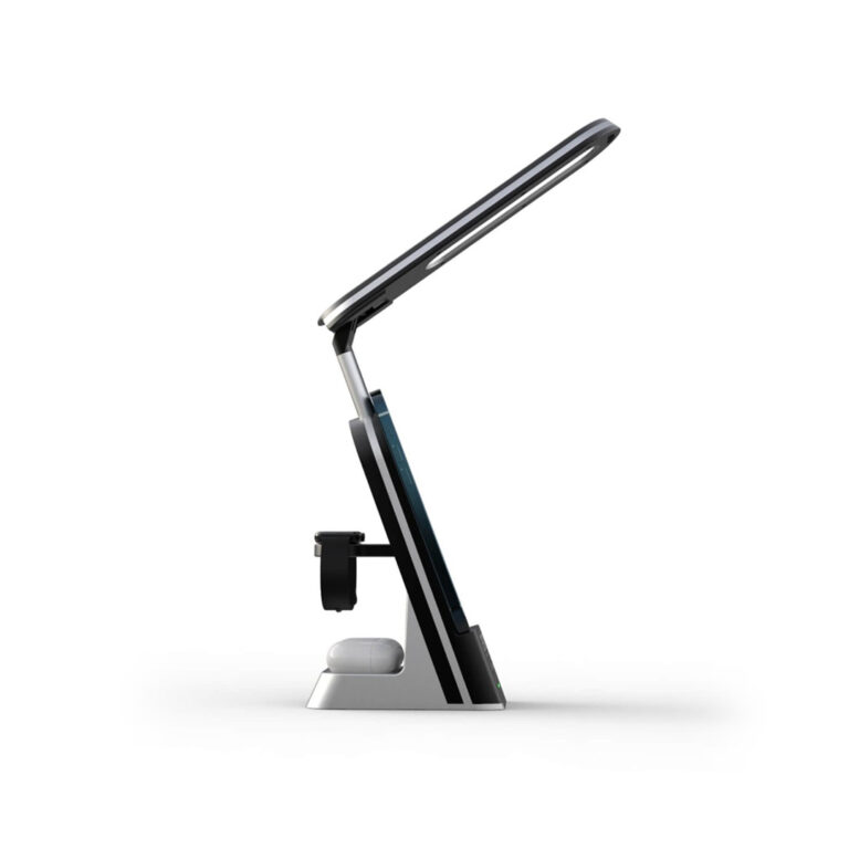 FOLDABLE LED DESK LAMP WITH WIRELESS CHARGER AND DIGITAL CLOCK