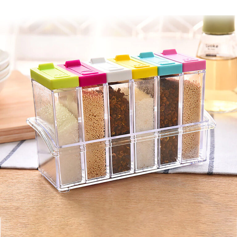 6 Piece Clear Seasoning Rack Spice Jar/ Multipurpose Acrylic Containers