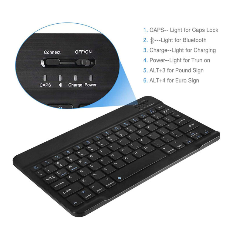 Wireless Bluetooth Keyboard Ultra-Thin Sleek Design for PC and Mobile Devices