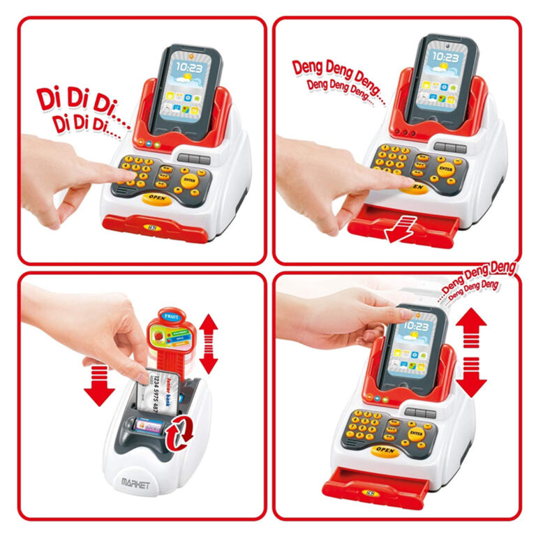 Pretend Play Smart Cash Register Toy, Kids Cashier with Checkout Scanner