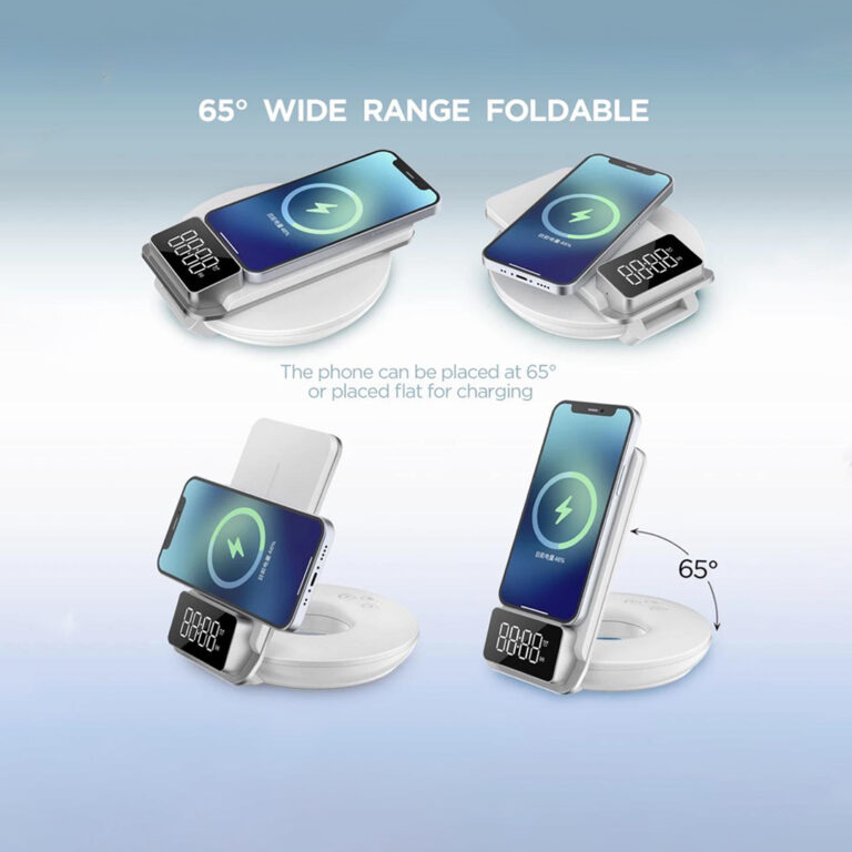 Ximinno S7 Wireless Charger 3 in 1 15W Fast Wireless Charger Foldable Design With Dimmable LED Night Light