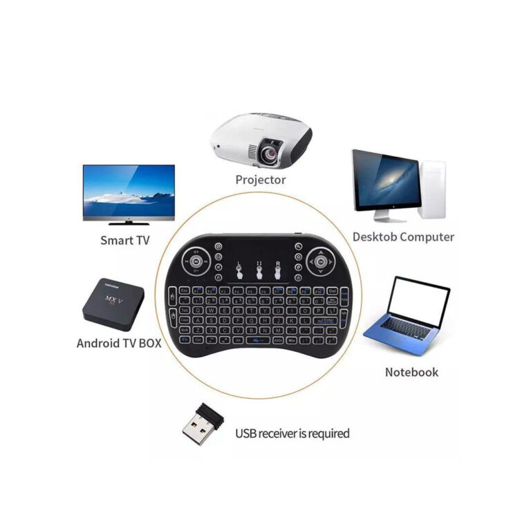 Mini Backlit Wireless Keyboard with Touchpad & Built in Lithium Battery (2.4G)