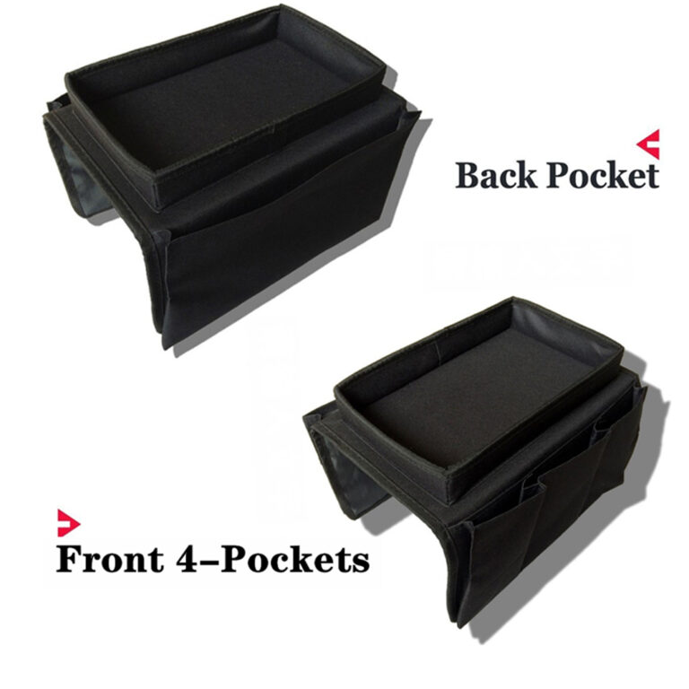 Sofa Armrest 5 Pockets Organizer, Couch Armchair Storage Caddy with Cup Holder Tray