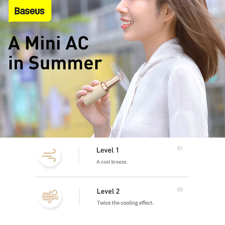 Baseus Portable Handheld Fan Square Tube Mini Fan Rechargeable Summer Cooling Fan
