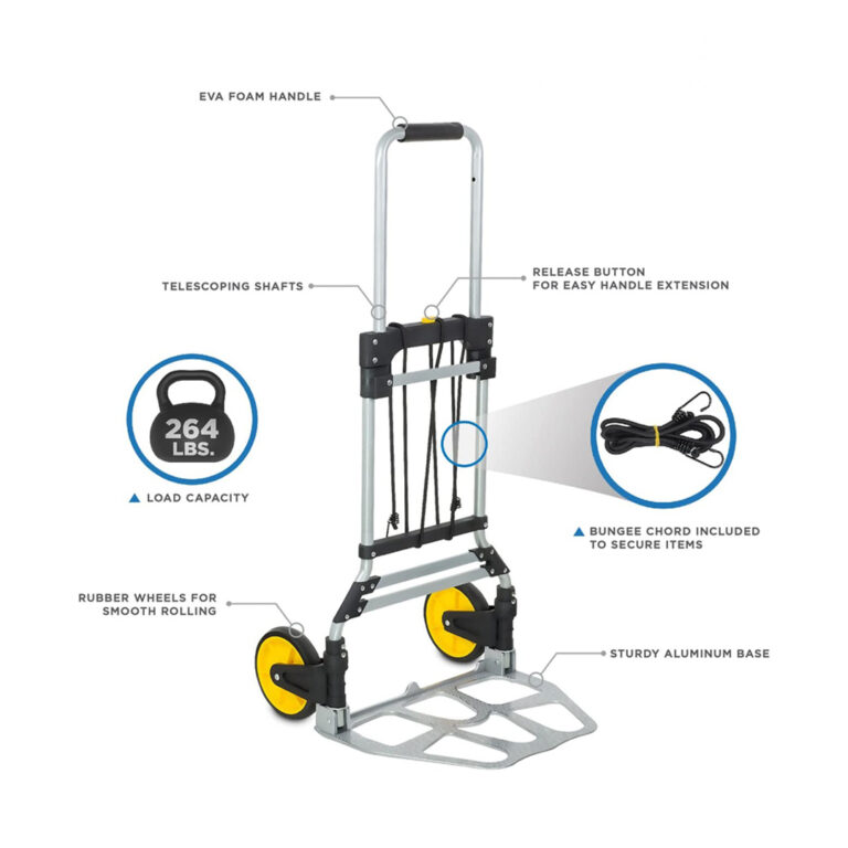 Folding Heavy Duty Luggage Trolley with Rubber Handle and Wheels