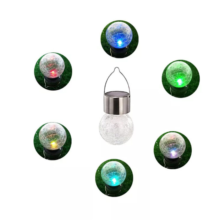 4PCS/ Pack Solar Landscape Lighting Hanging Lamp Crack Glass Ball LED Lights