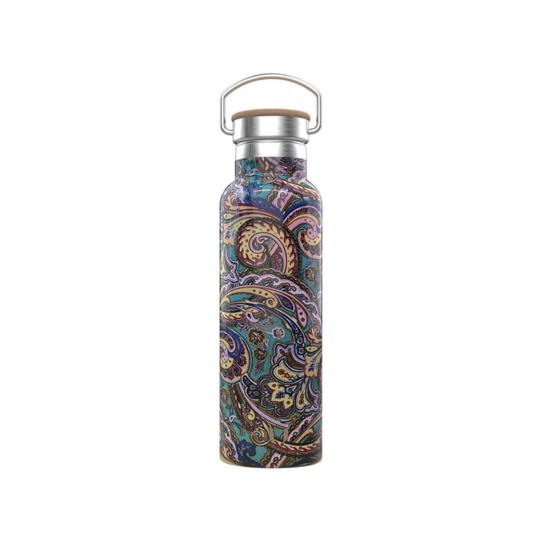 Green Pattern Stainless Steel Water Bottle With Double Vacuum Wall 600ml
