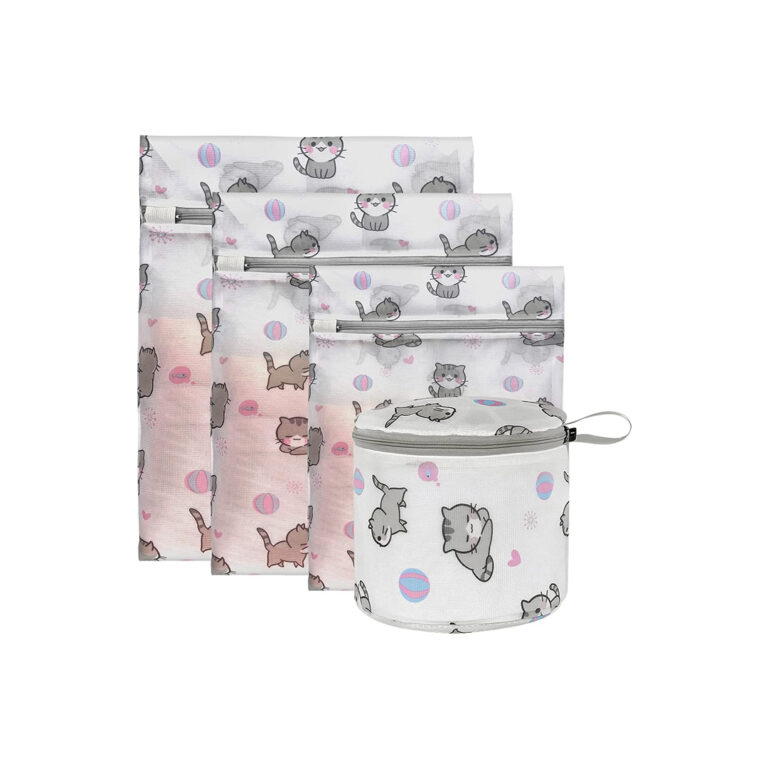 Laundry Bags Printed in the Shape of a Cat 4 Pieces of Different Sizes for All Kinds of Clothes