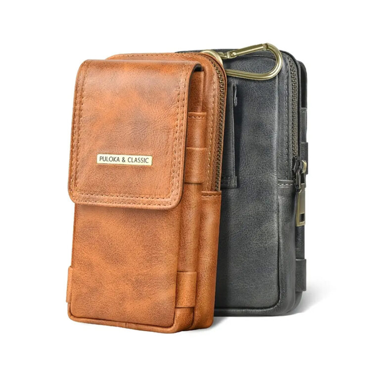 PULOKA High Quality Large Capacity Leather Multi-Layer Waterproof Mobile Bag