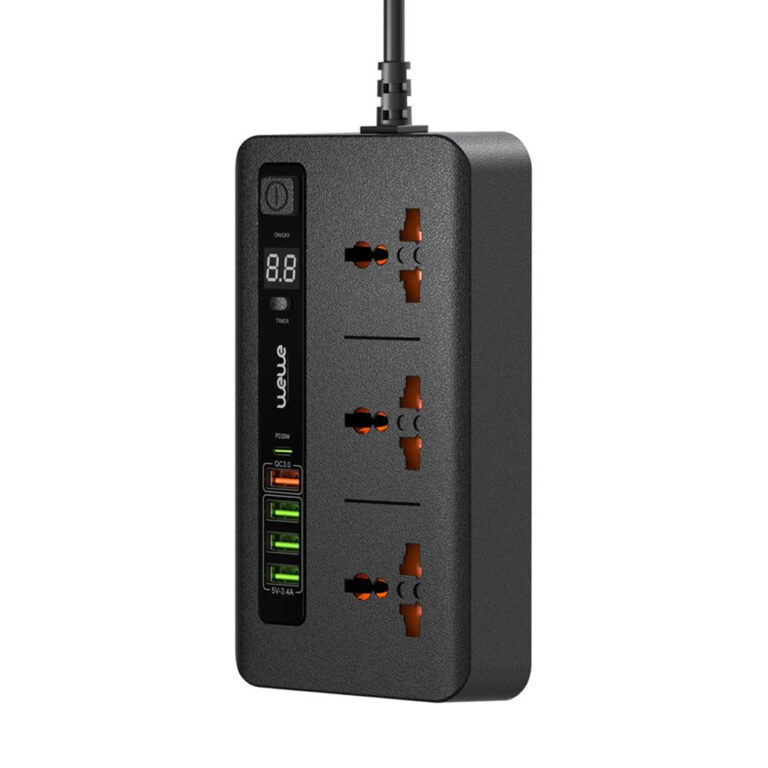WEWE - SC002 Universal Outlet Fast Charging Power Strip with 3 Power Sockets