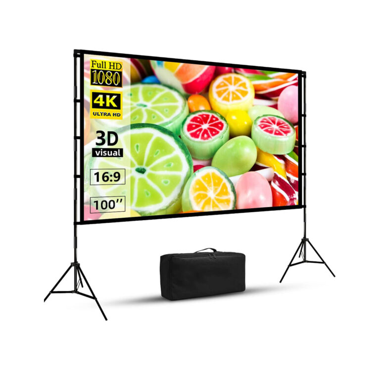 Portable Projector Screen with Stand Lightweight Foldable and Washable with a Bag (100 - 120 inches)