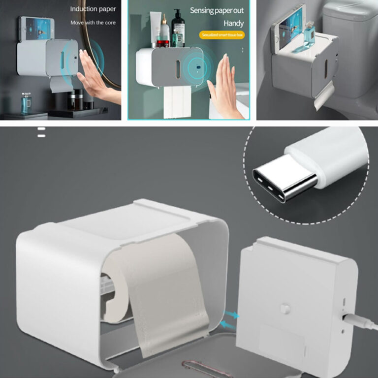 Wall-Mounted Tissue Holder with Removable Inner Box and USB Charging Port Waterproof