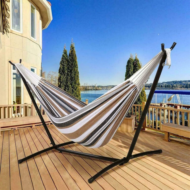 Double Oversized Hammock with Metal Stand and Carrying Bag
