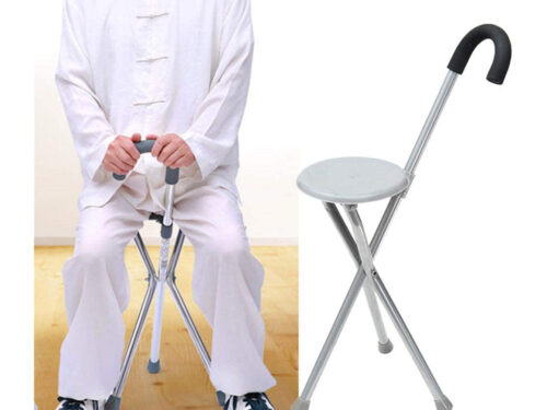 Elderly Cane Folding Chair Folding Chair Tripod Base Convenience Non-slip Ergonomic Handle