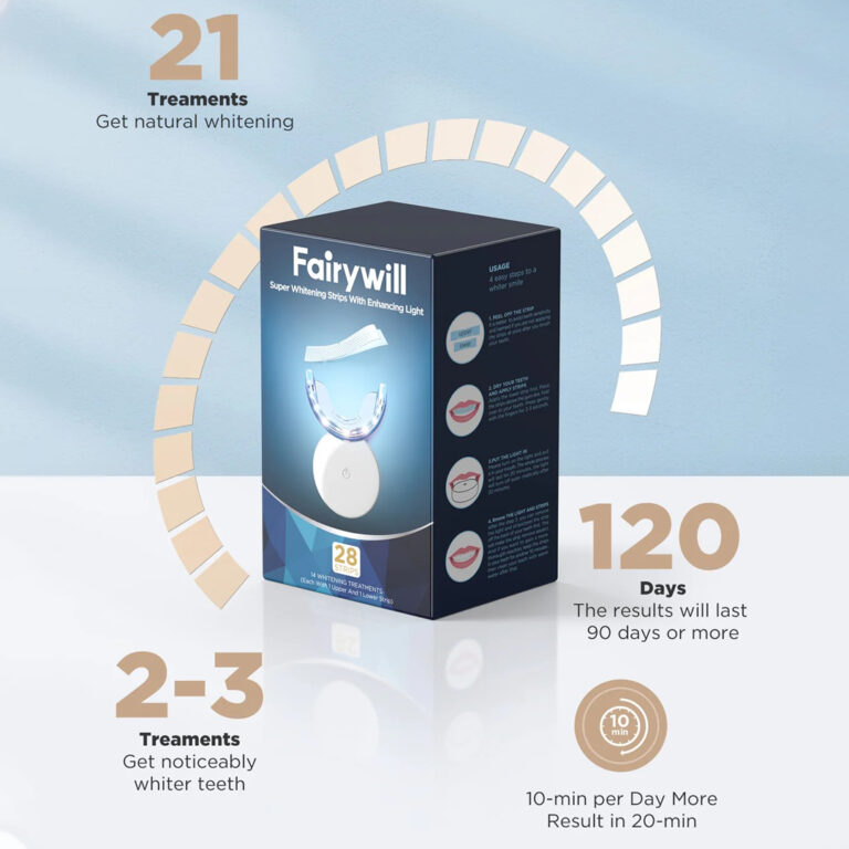 FAIRYWILL Rechargeable Teeth Whitening Kit with Teeth Whitening Strips