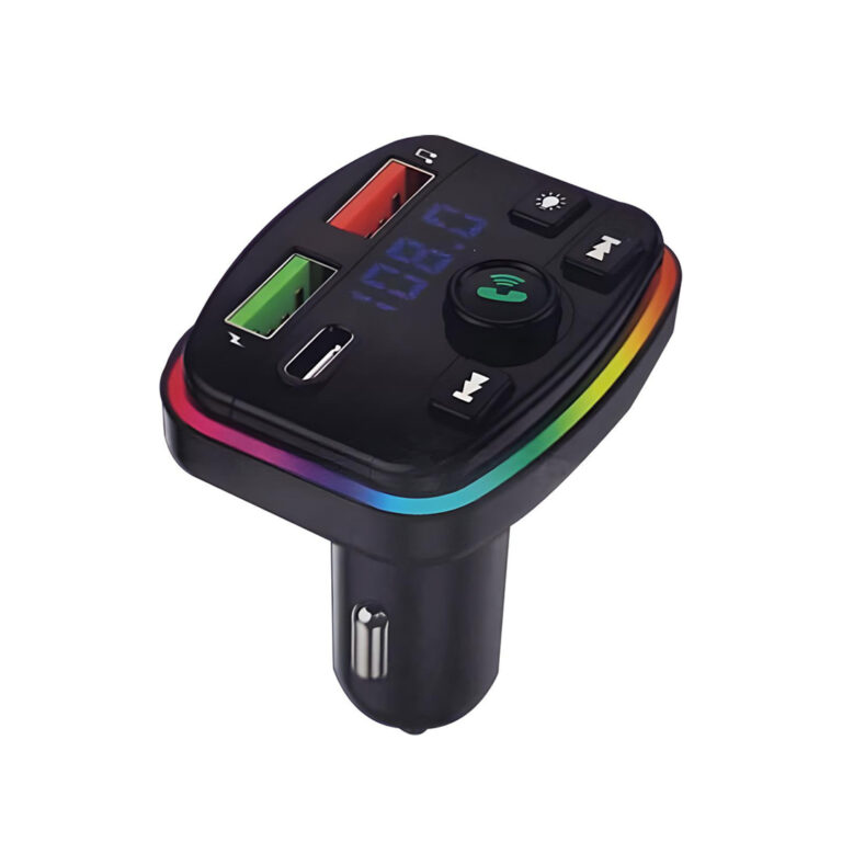 M8 Wireless Car Kit with 2 USB Ports and a Type-C Port with Cool LED Light