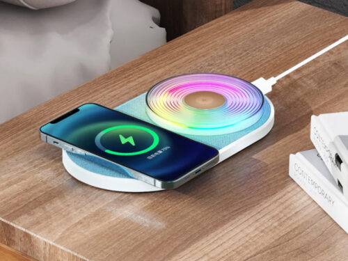 K29T 15W Cell Phone Wireless Charger with 7 Colors Night Light with Fast Charging