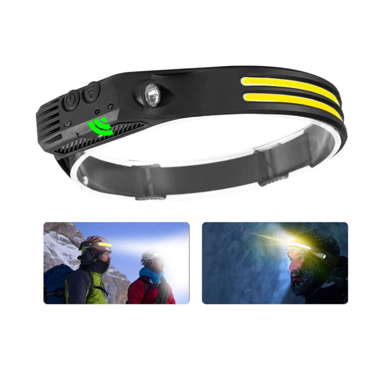 COB Headlamp with 5 Adjustable Modes, Waterproof and Support Multiple USB Device Charging
