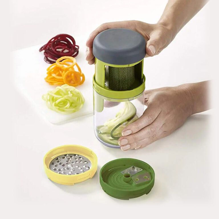 Versatile 3-in-1 Spiral Vegetable Slicer with a Soft-Touch Handle
