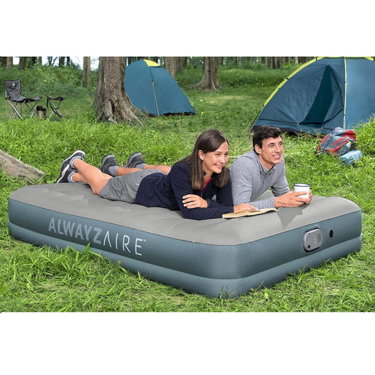 Bestway AlwayzAire Gray 14 Inch Inflatable Air Mattress Bed with Rechargeable Built In Pump