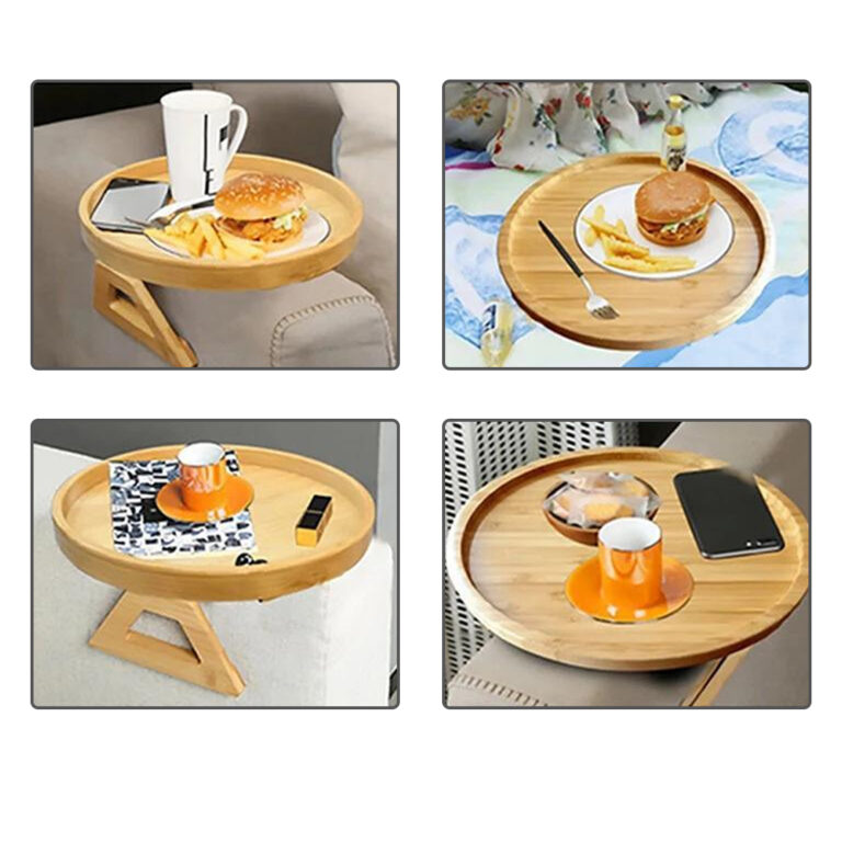 Sofa Armrest Clip Tray Table Space Saving for Small Spaces