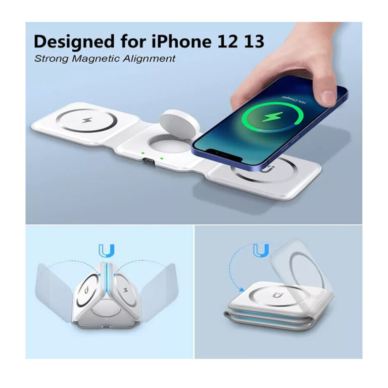 Multifunctional 3-in-1 15W Foldable Wireless Magnetic Charging Dock