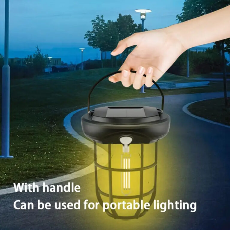 Waterproof Solar Powered Light Lamp with Handle with 3 Lighting Modes and Motion Sensor