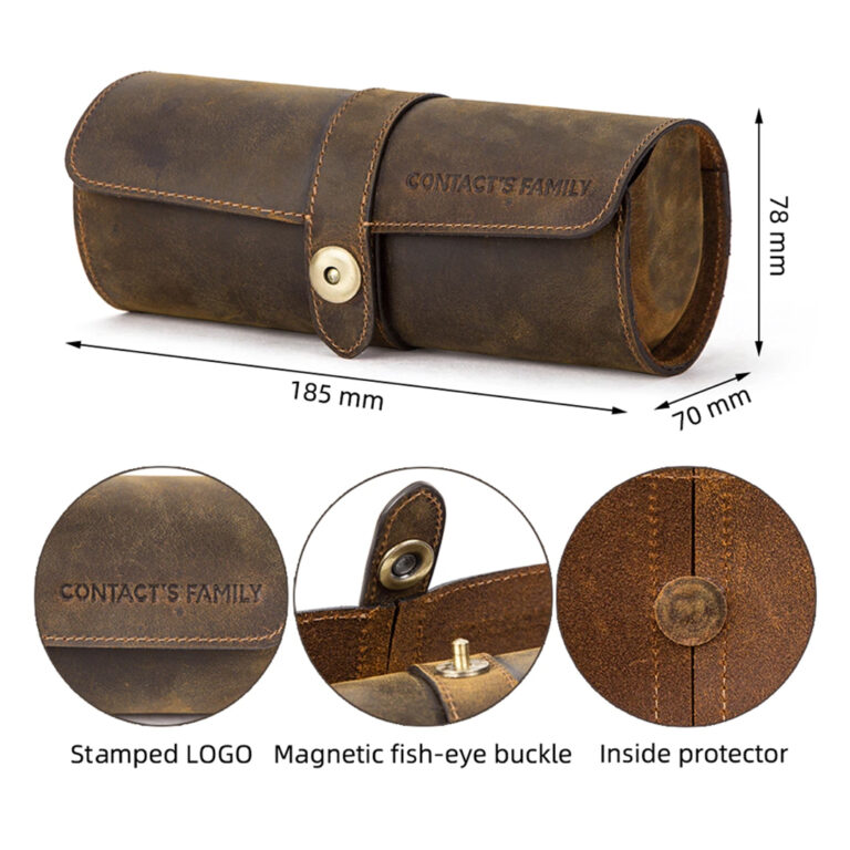Leather Watch Roll Case for 3 Watches Made of Premium Natural Leather