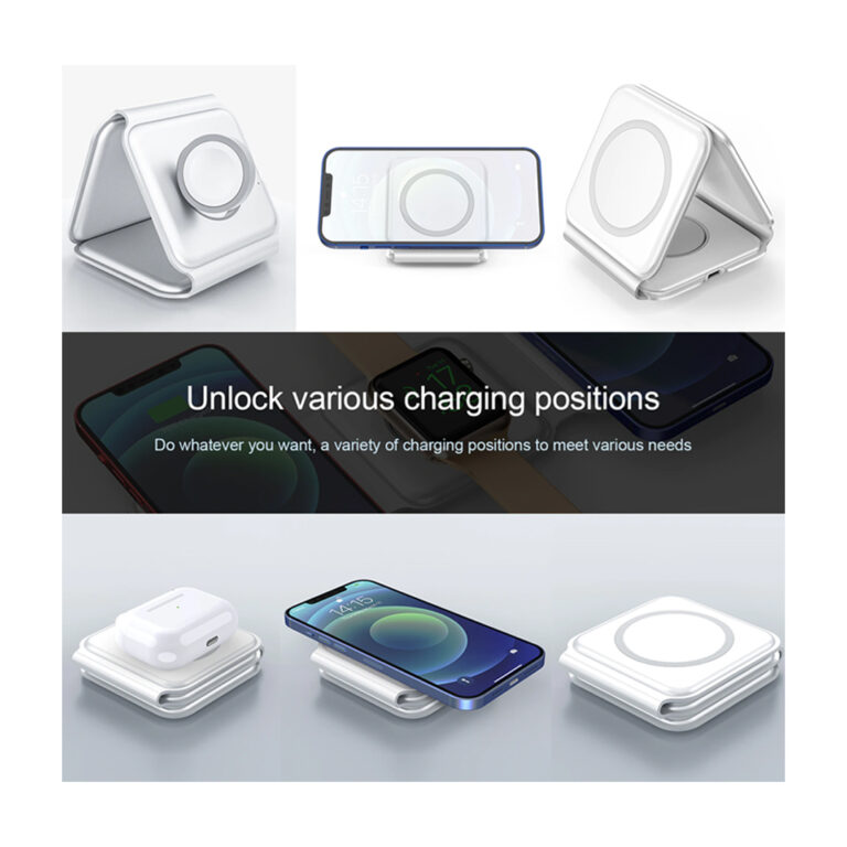 Multifunctional 3-in-1 15W Foldable Wireless Magnetic Charging Dock
